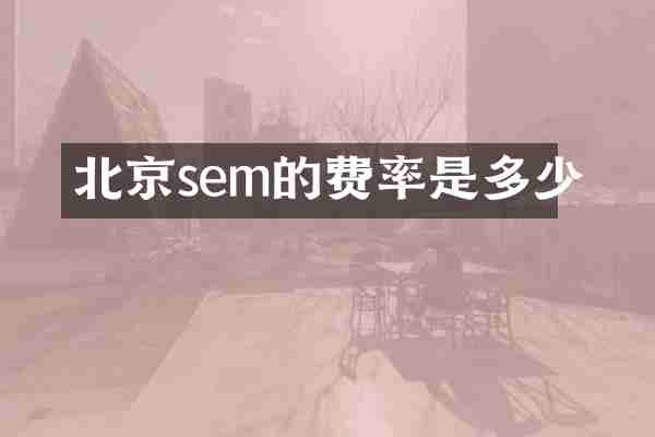 北京sem的费率是多少