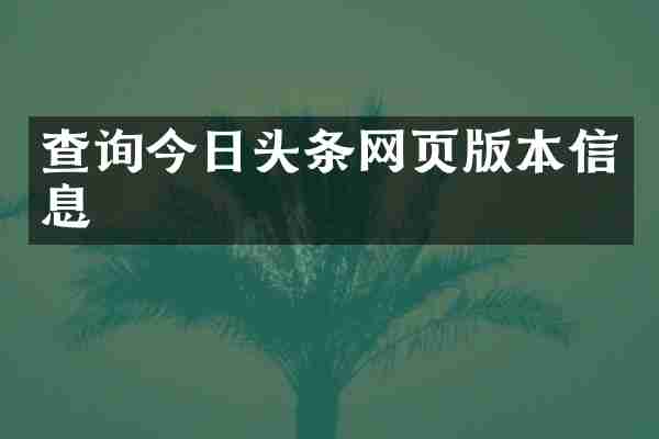 查询今日头条网页版本信息
