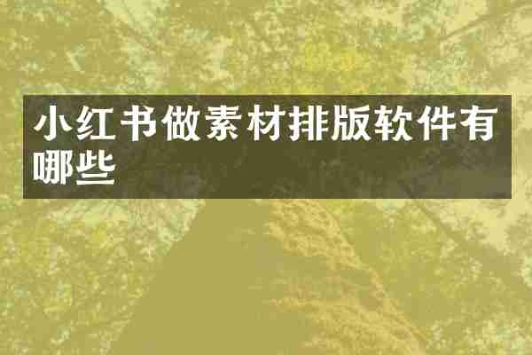 小红书做素材排版软件有哪些