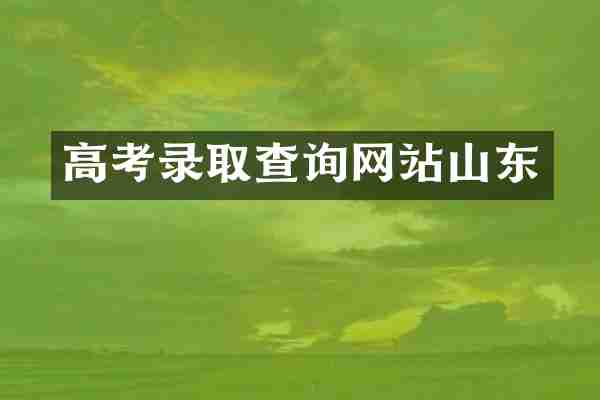 高考录取查询网站山东
