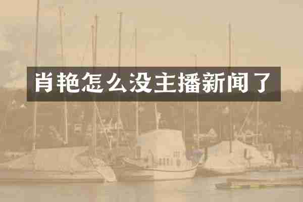 肖艳怎么没主播新闻了