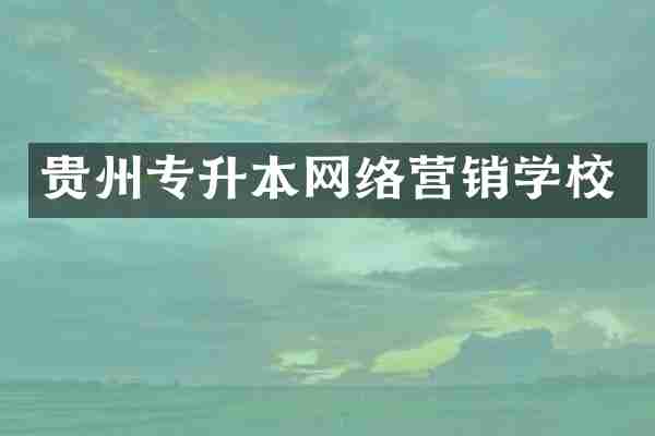 贵州专升本网络营销学校