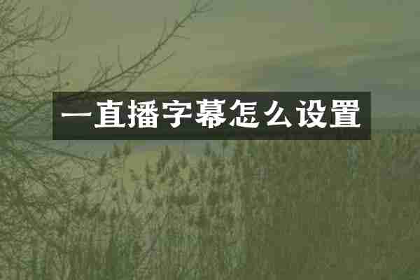 一直播字幕怎么设置