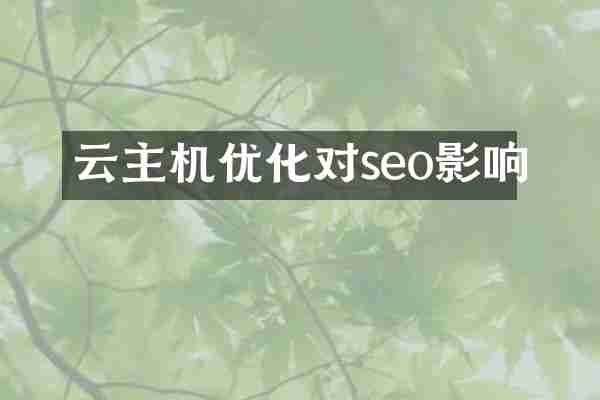 云主机优化对seo影响