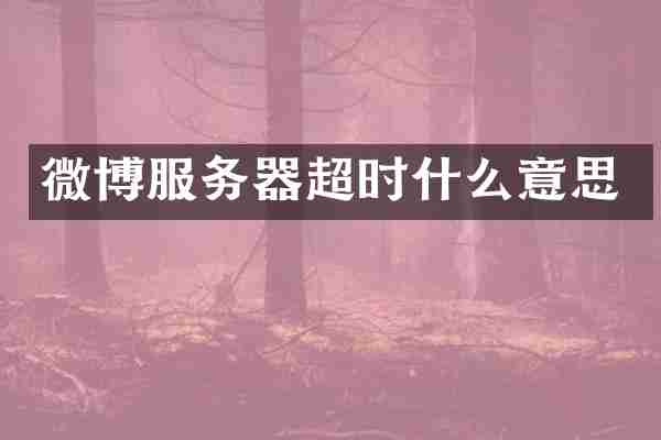 微博服务器超时什么意思