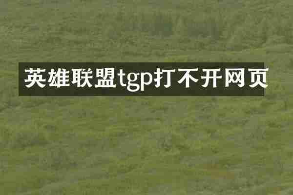 英雄联盟tgp打不开网页