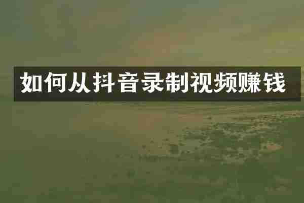 如何从抖音录制视频赚钱