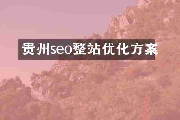 贵州seo整站优化方案