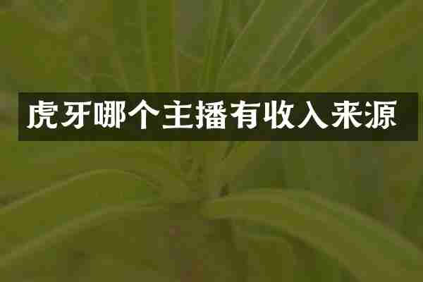 虎牙哪个主播有收入来源