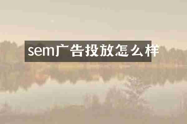 sem广告投放怎么样