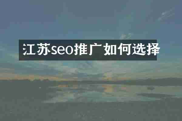 江苏seo推广如何选择