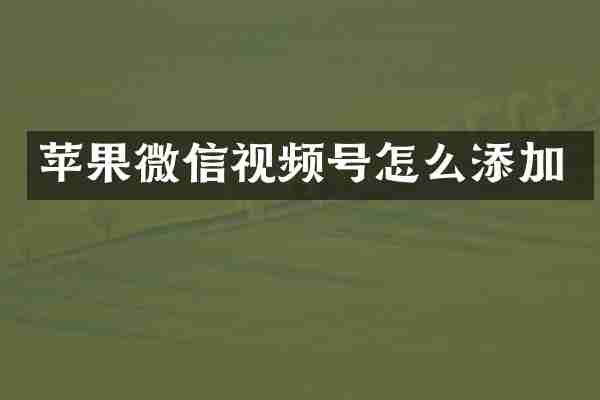 苹果微信视频号怎么添加