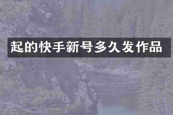 起的快手新号多久发作品