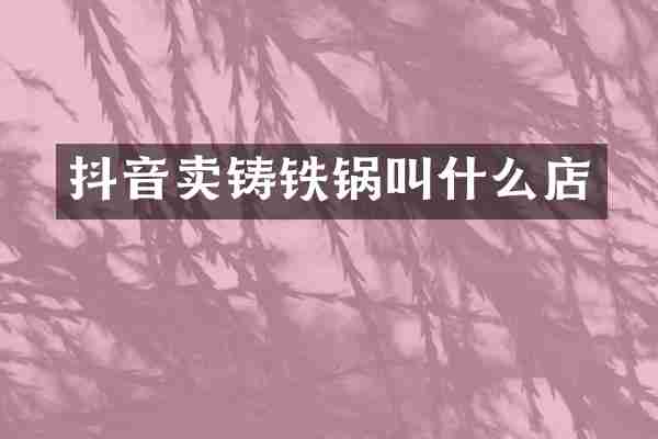 抖音卖铸铁锅叫什么店