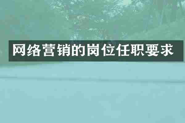 网络营销的岗位任职要求