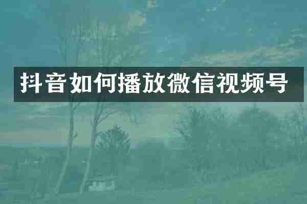 抖音如何播放微信视频号