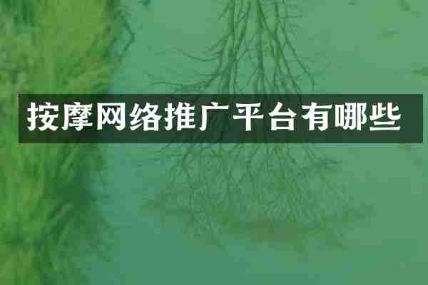 按摩网络推广平台有哪些