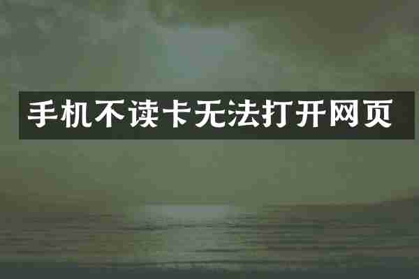 手机不读卡无法打开网页