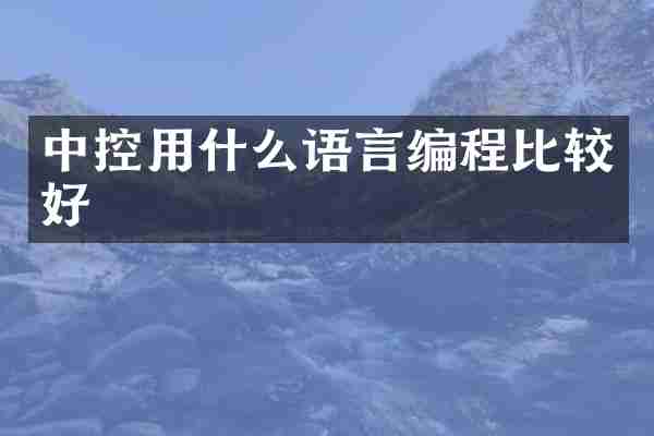 中控用什么语言编程比较好