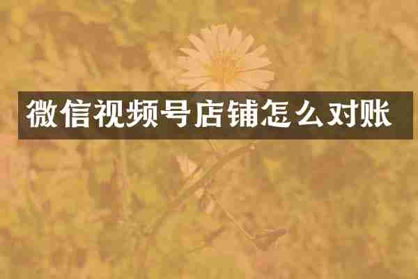 微信视频号店铺怎么对账