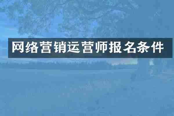 网络营销运营师报名条件