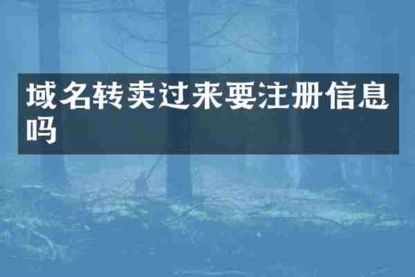 域名转卖过来要注册信息吗