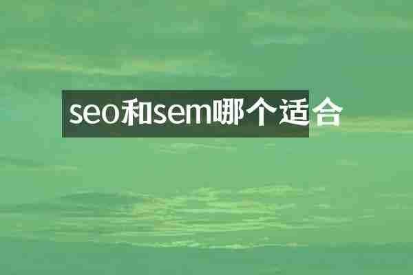 seo和sem哪个适合