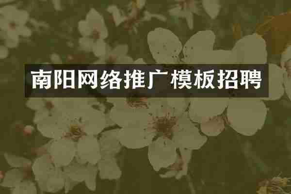 南阳网络推广模板招聘