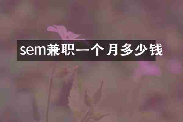 sem兼职一个月多少钱