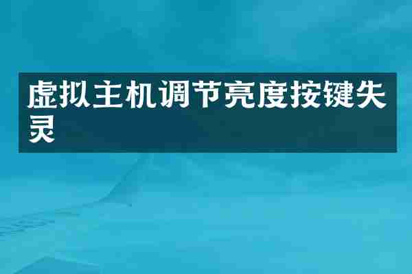 虚拟主机调节亮度按键失灵