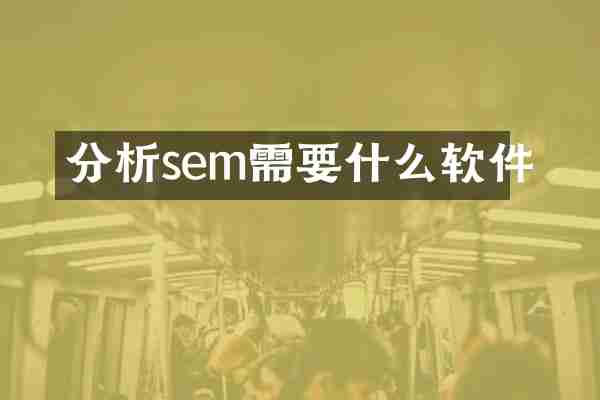 分析sem需要什么软件