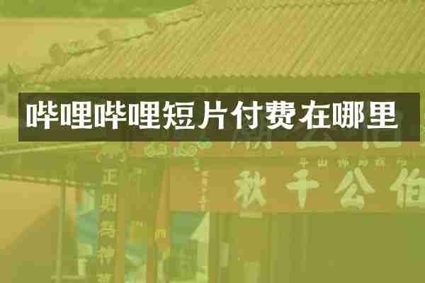 哔哩哔哩短片付费在哪里