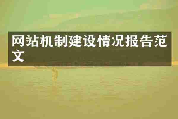 网站机制建设情况报告范文
