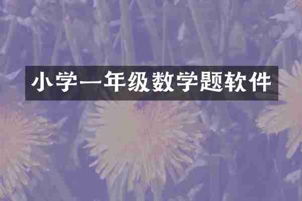 小学一年级数学题软件