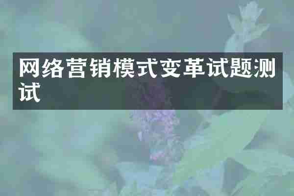 网络营销模式变革试题测试