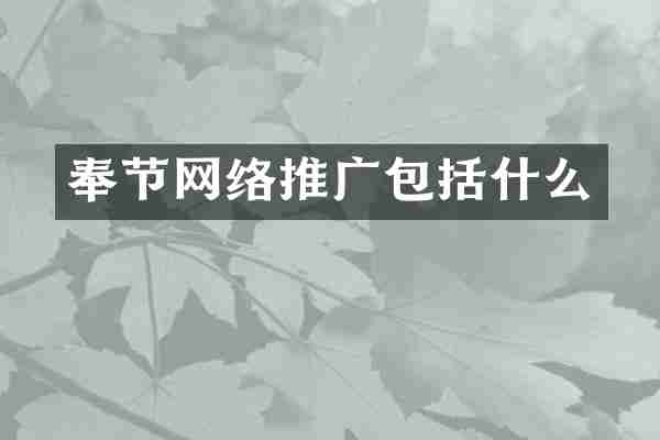 奉节网络推广包括什么
