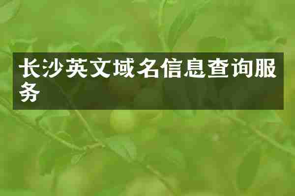 长沙英文域名信息查询服务
