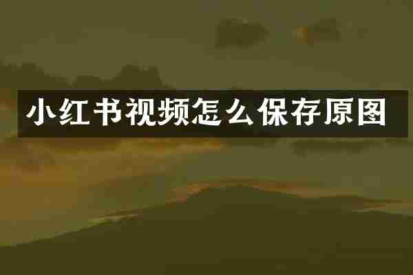 小红书视频怎么保存原图