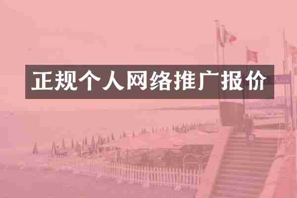 正规个人网络推广报价