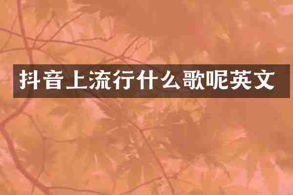 抖音上流行什么歌呢英文