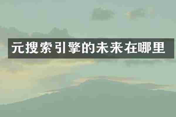 元搜索引擎的未来在哪里