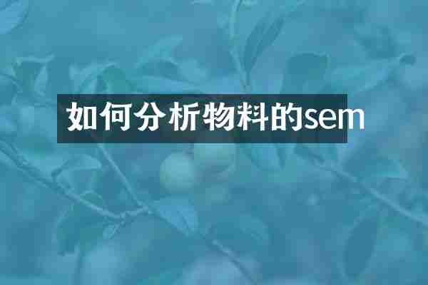 如何分析物料的sem