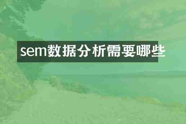 sem数据分析需要哪些