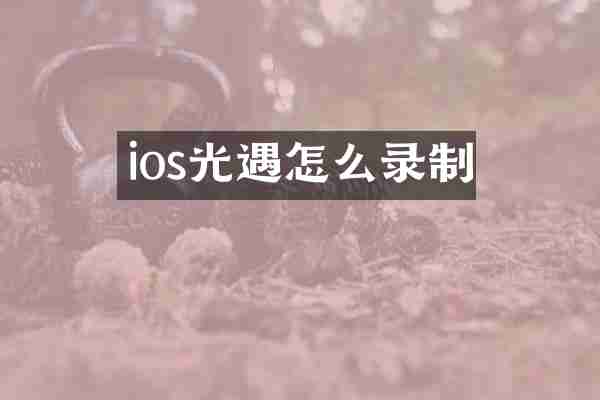 ios光遇怎么录制