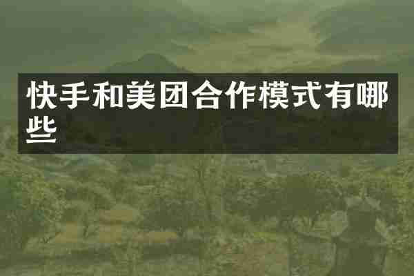 快手和美团合作模式有哪些
