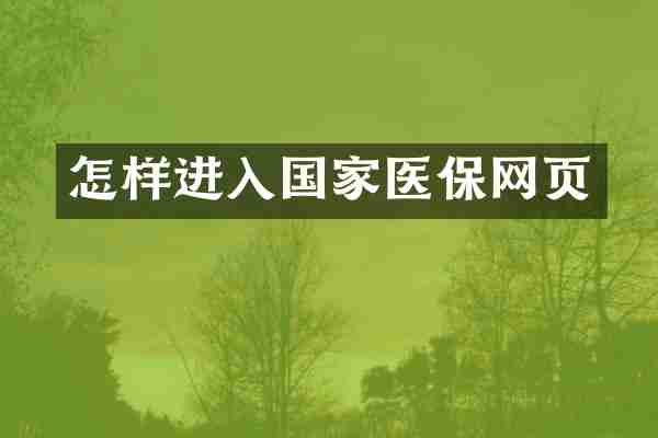 怎样进入国家医保网页