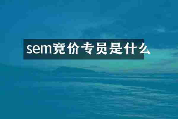 sem竞价专员是什么