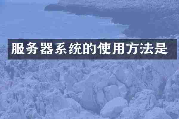 服务器系统的使用方法是