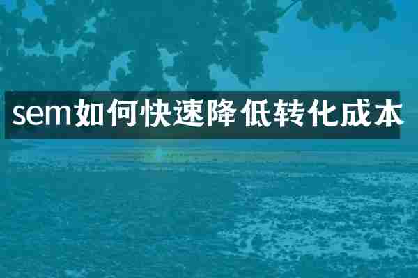 sem如何快速降低转化成本