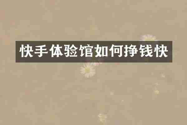 快手体验馆如何挣钱快